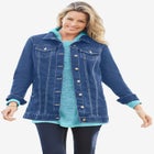 Long Stretch Denim Jean Jacket image number null