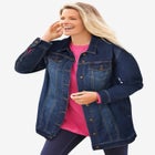 Long Stretch Denim Jean Jacket image number null