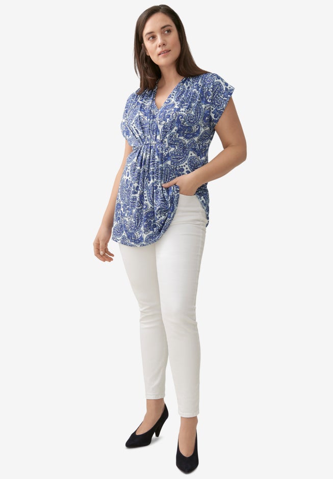 V-Neck Tunic With Gathered Bodice image number 3