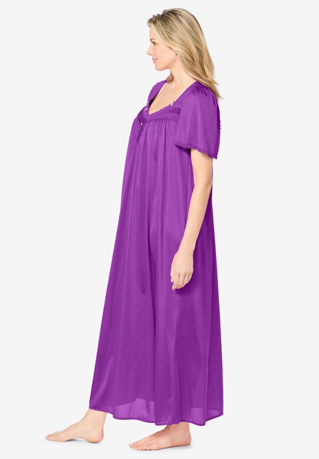 Long Silky Lace-Trim Gown image number 2