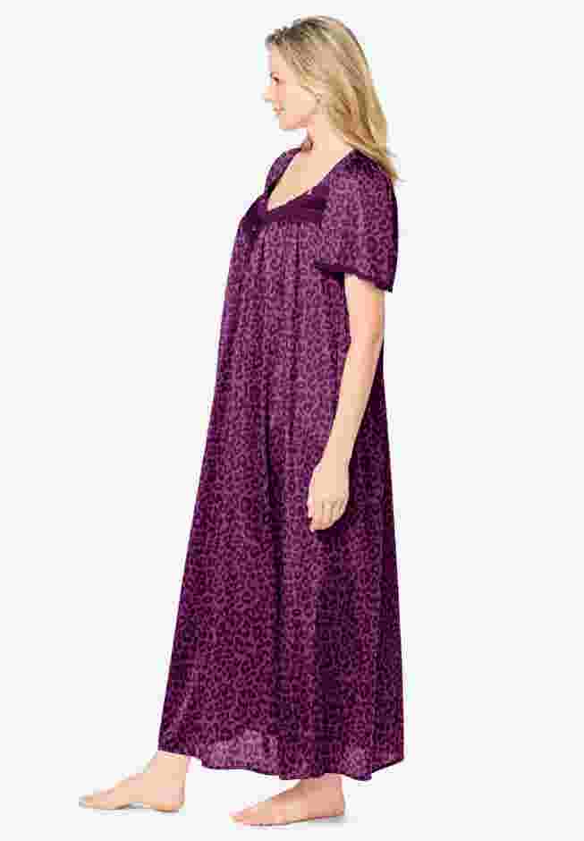 Long Silky Lace-Trim Gown image number 2