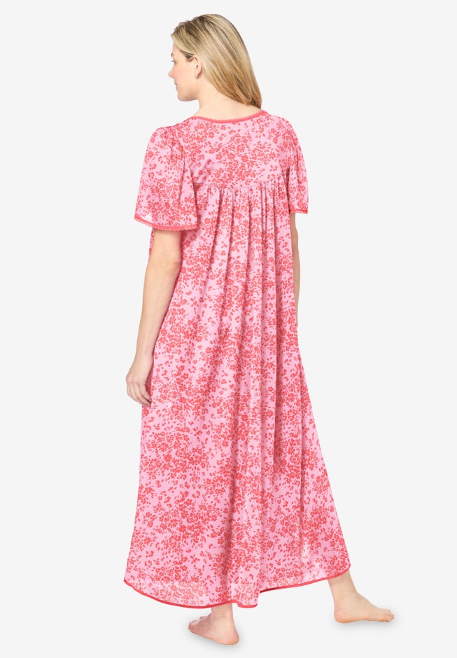 Long Silky Lace-Trim Gown image number 1