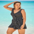 Faux-Wrap Swim Dress image number null