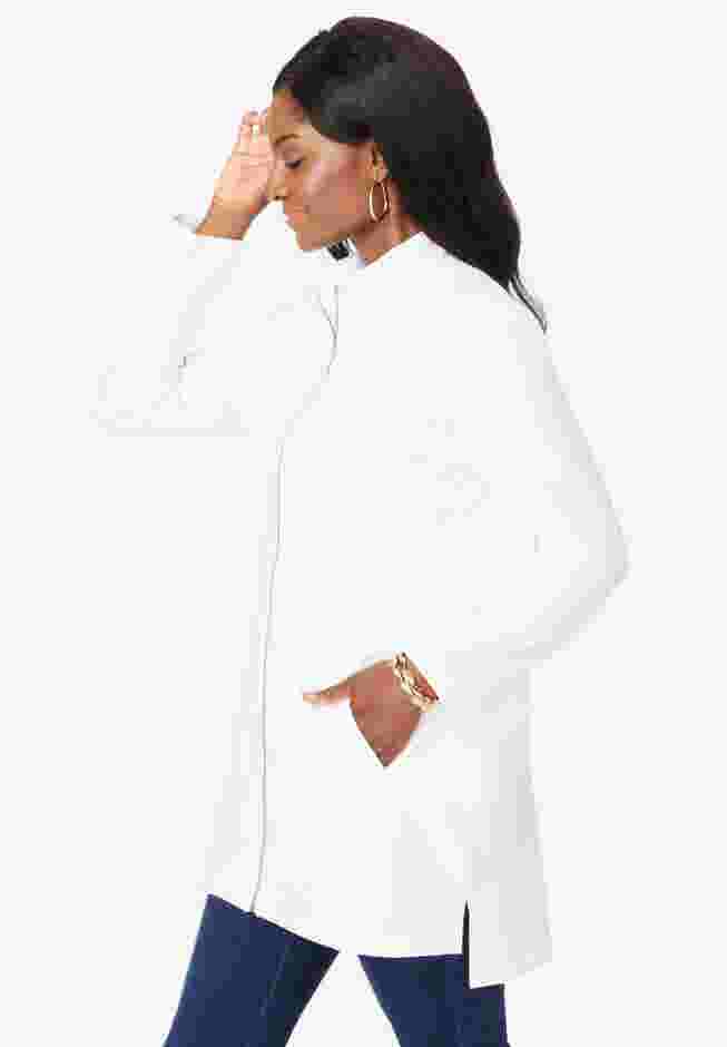 Stretch Cotton Zip Front Hi-Low Jacket image number 2