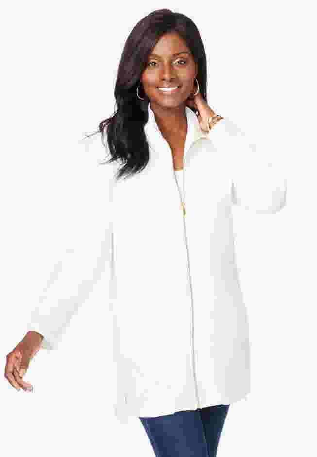 Stretch Cotton Zip Front Hi-Low Jacket image number 3