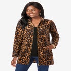 Stretch Cotton Zip Front Hi-Low Jacket image number null