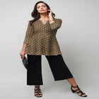 Stretch Knit Henley Notch Babydoll Tunic image number null