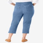 Pull-On Flex-Fit Elastic-Waist Stretch Denim Capri Jeans image number null