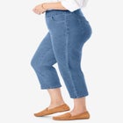 Pull-On Flex-Fit Elastic-Waist Stretch Denim Capri Jeans image number null