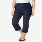 Pull-On Flex-Fit Elastic-Waist Stretch Denim Capri Jeans image number null