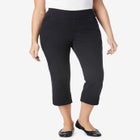 Pull-On Flex-Fit Elastic-Waist Stretch Denim Capri Jeans image number null