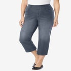 Pull-On Flex-Fit Elastic-Waist Stretch Denim Capri Jeans image number null