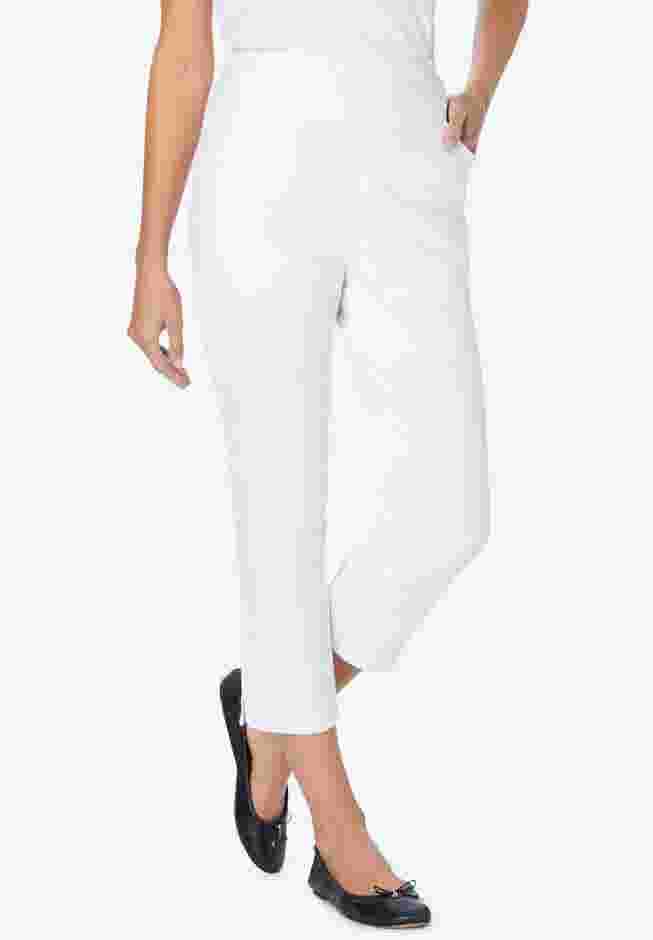 Pull-On Flex-Fit Elastic-Waist Stretch Denim Capri Jeans image number 0