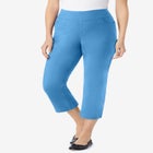 Pull-On Flex-Fit Elastic-Waist Stretch Denim Capri Jeans image number null