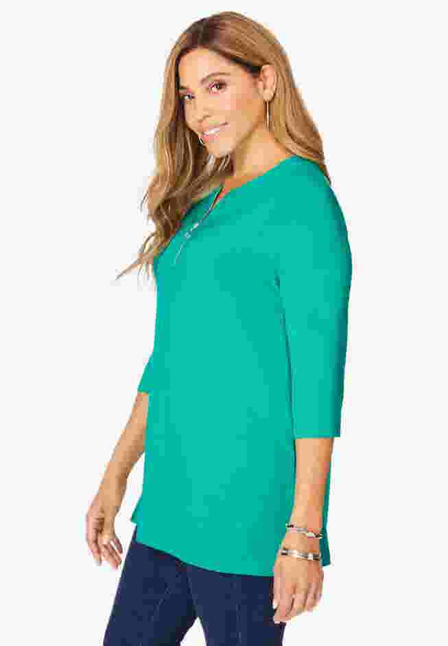 Stretch Knit Zip Tunic image number 3
