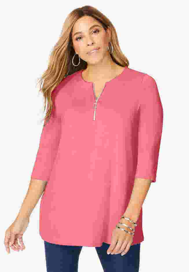 Stretch Knit Zip Tunic image number 0