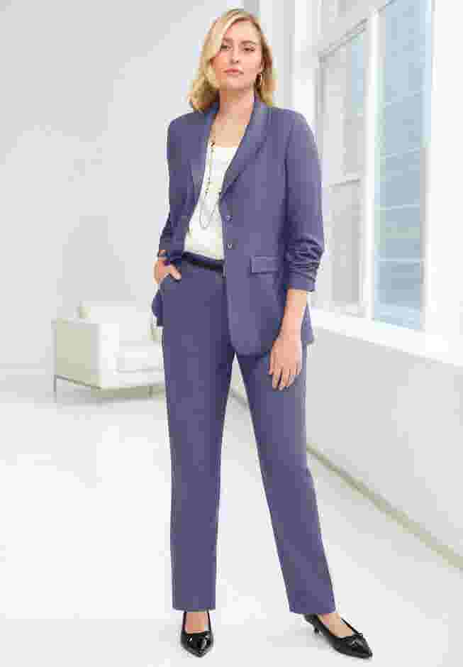 2-Piece Stretch Crepe Single-Breasted Pantsuit image number 0