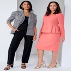 2-Piece Stretch Crepe Single-Breasted Pantsuit image number null