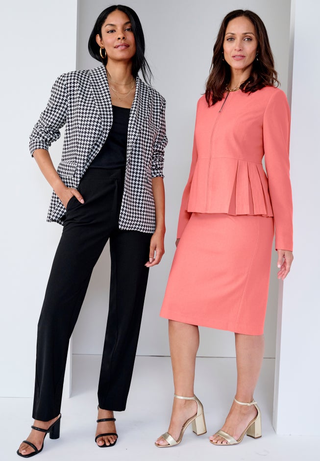 2-Piece Stretch Crepe Single-Breasted Pantsuit image number 1