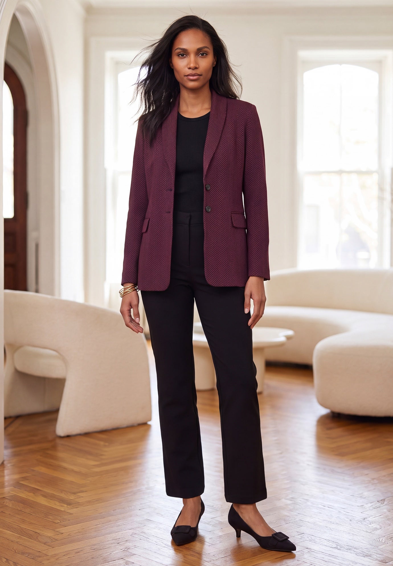 Stretch Crepe Single-Breasted Pantsuit image number 0