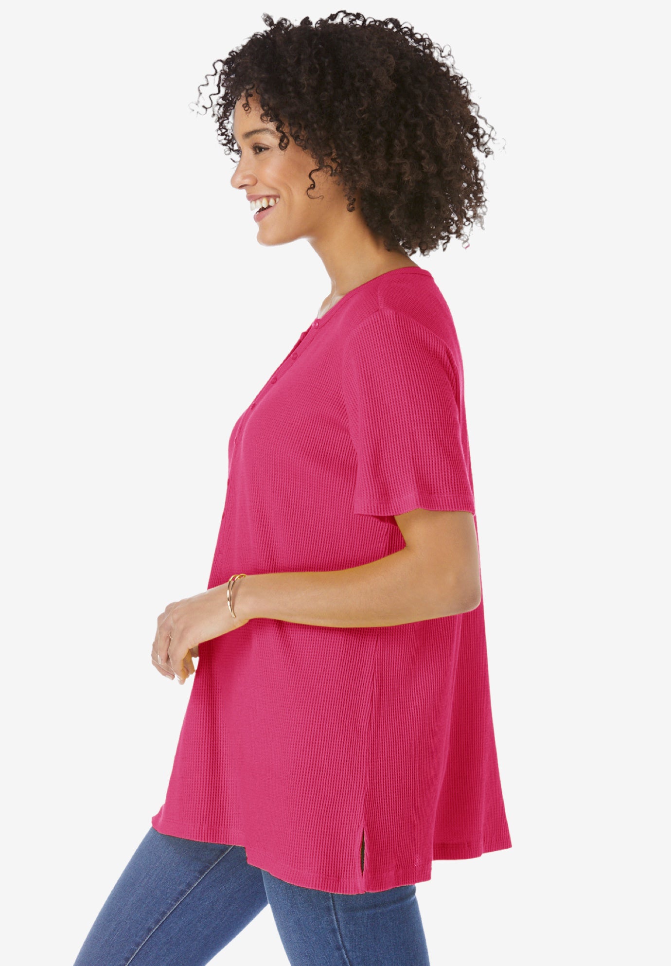 Split-Neck Henley Thermal Tee image number 2