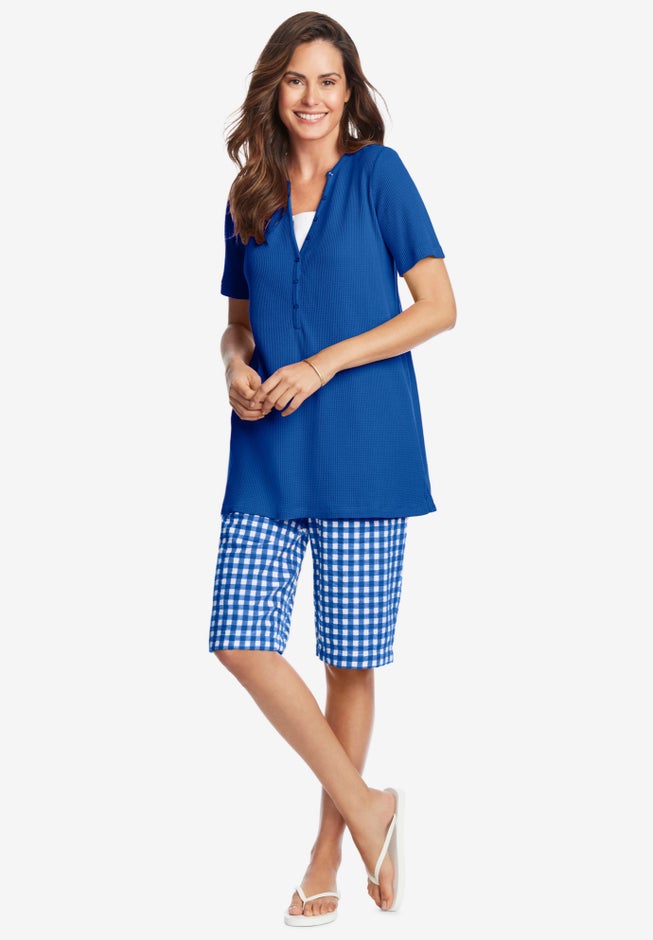 Split-Neck Henley Thermal Tee image number 4