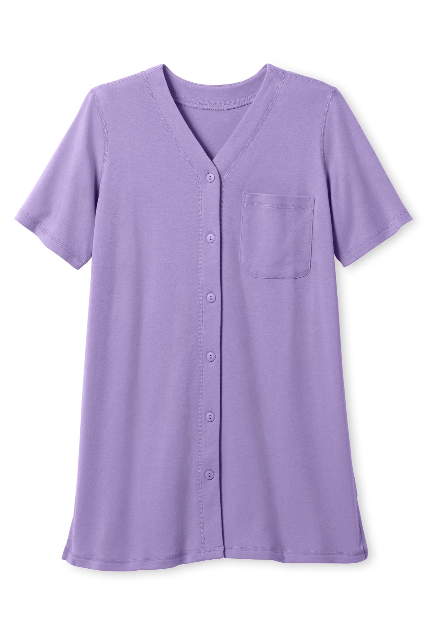 7-Day Short-Sleeve Baseball Tunic V Neck, Sage | Woman Within