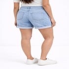 Stretch Denim Mid-rise Boyfriend Shorts image number null