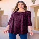 Plus Size Ultimate Three Quarter Sleeve Swing Tee image number null