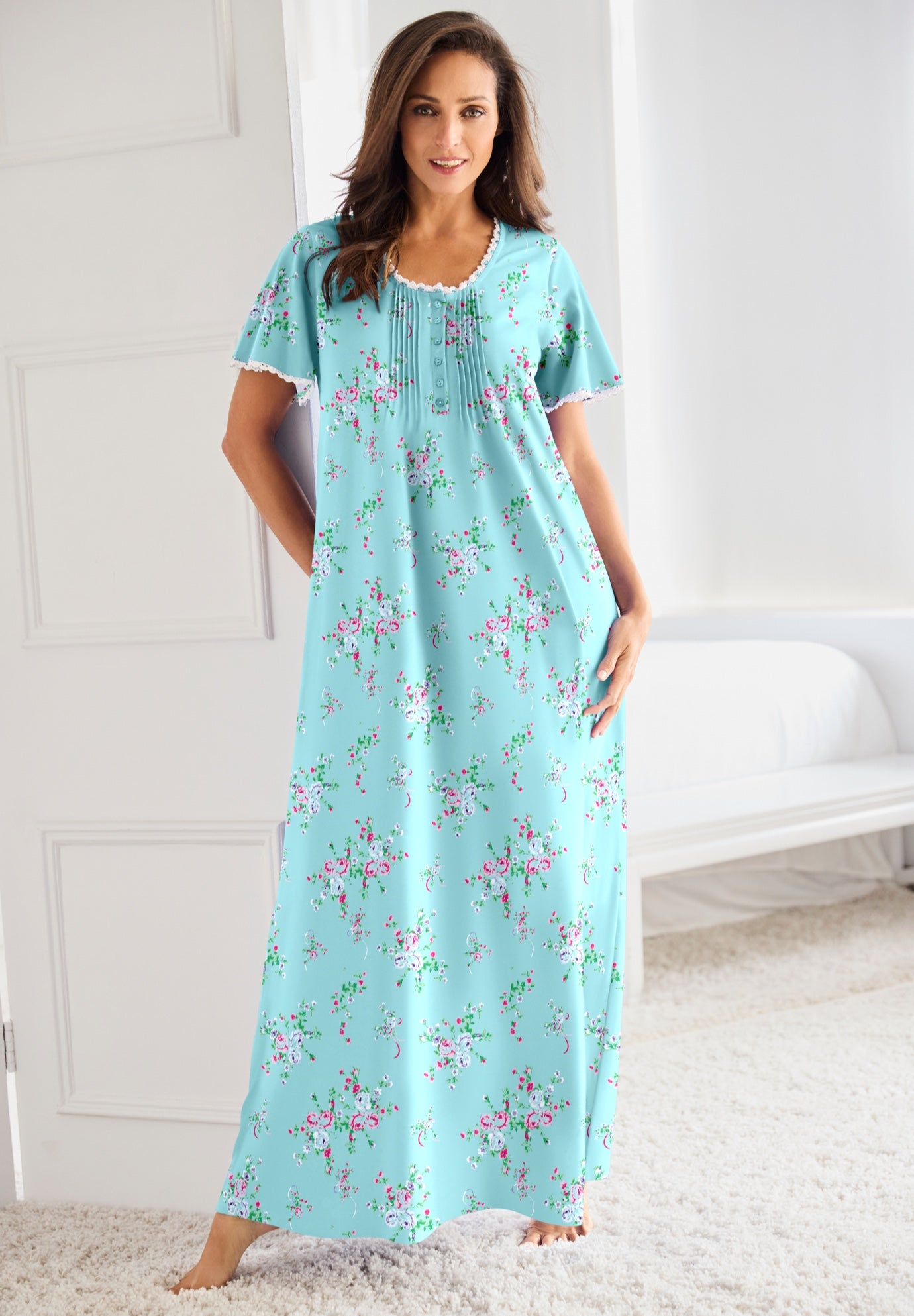 Long Pintuck Knit Gown image number 0