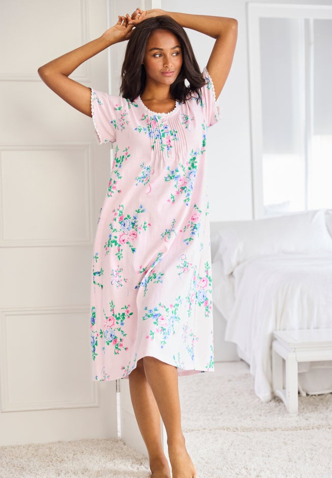 Short Pintuck Knit Gown image number 3