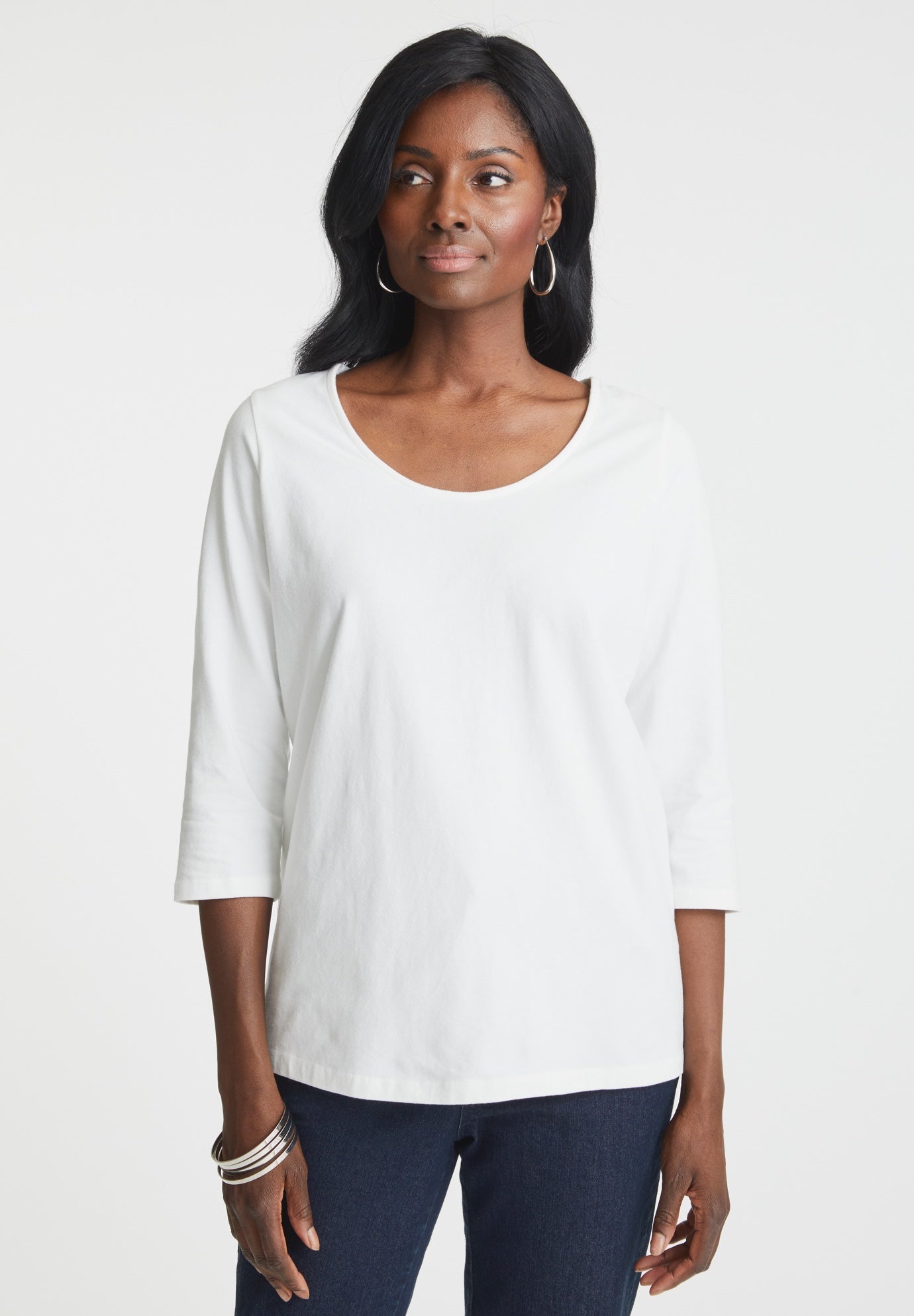 Stretch Cotton Scoop Neck Tee image number 0