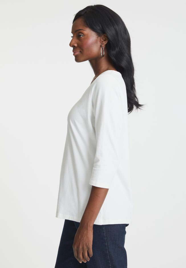 Stretch Cotton Scoop Neck Tee image number 1