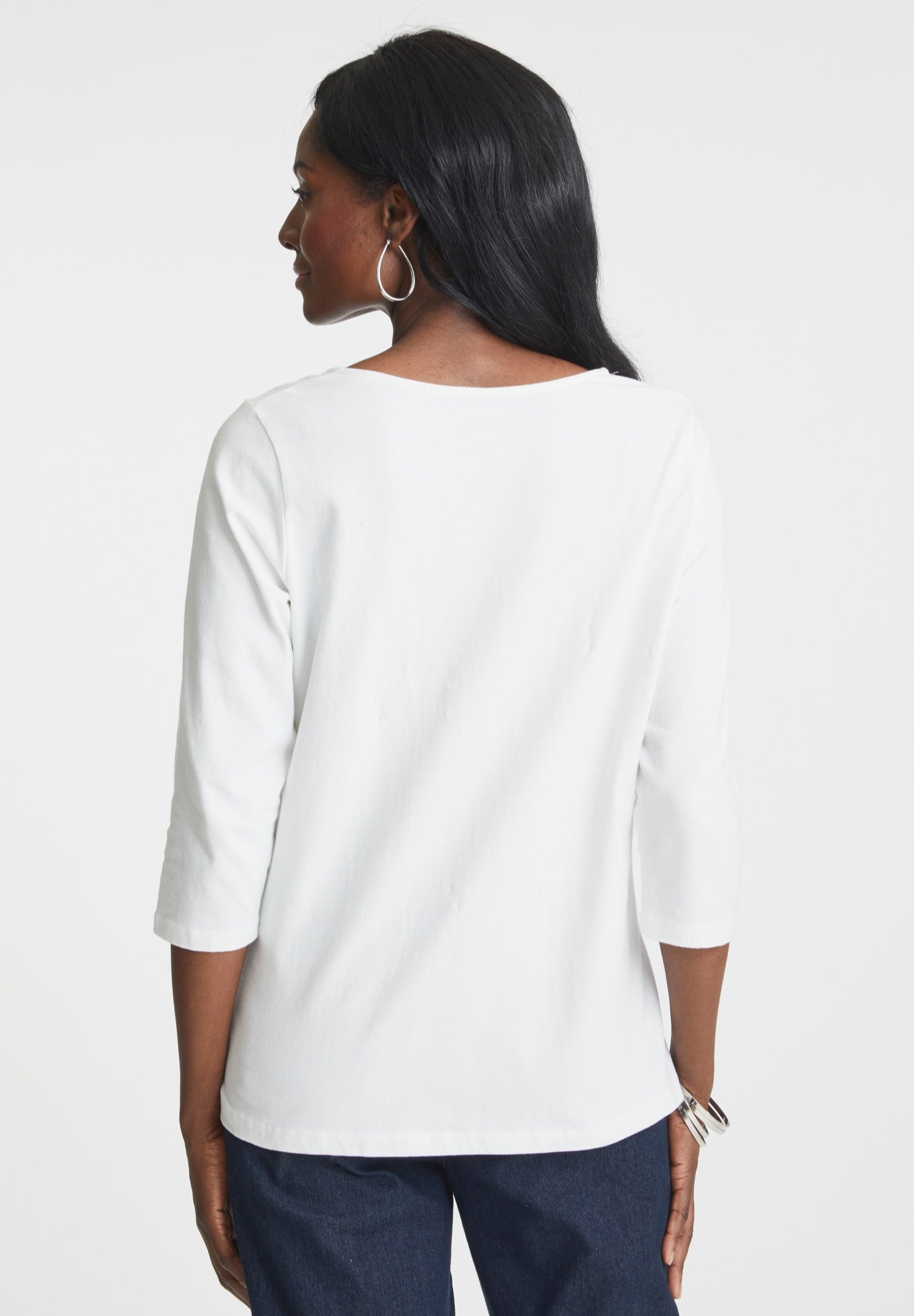 Stretch Cotton Scoop Neck Tee image number 2