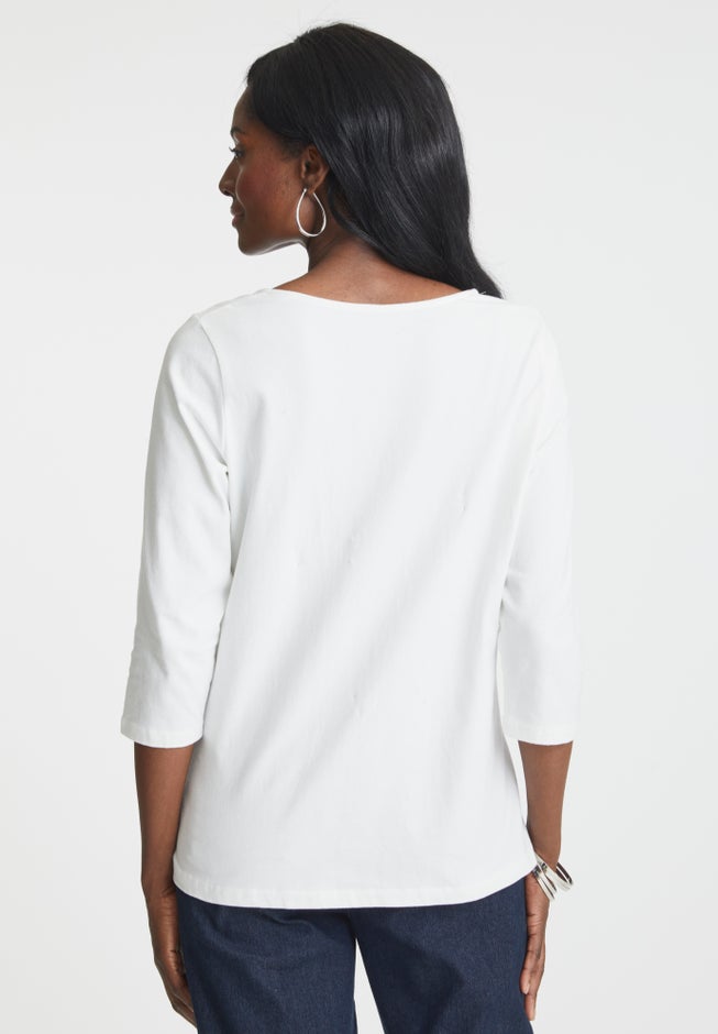 Stretch Cotton Scoop Neck Tee image number 2