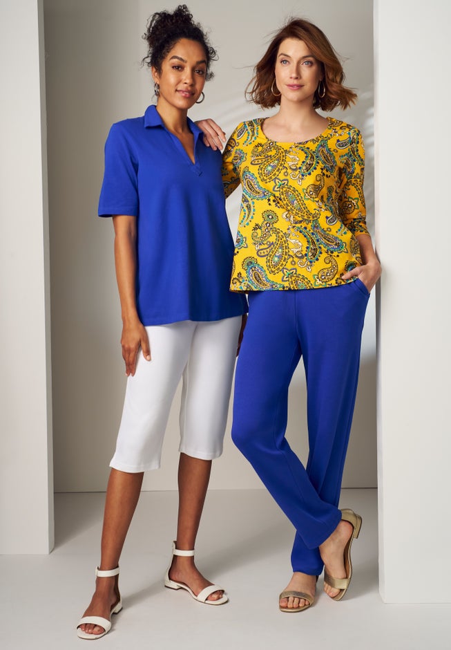 Stretch Cotton Scoop Neck Tee image number 1