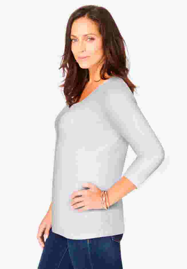 Stretch Cotton Scoop Neck Tee image number 2