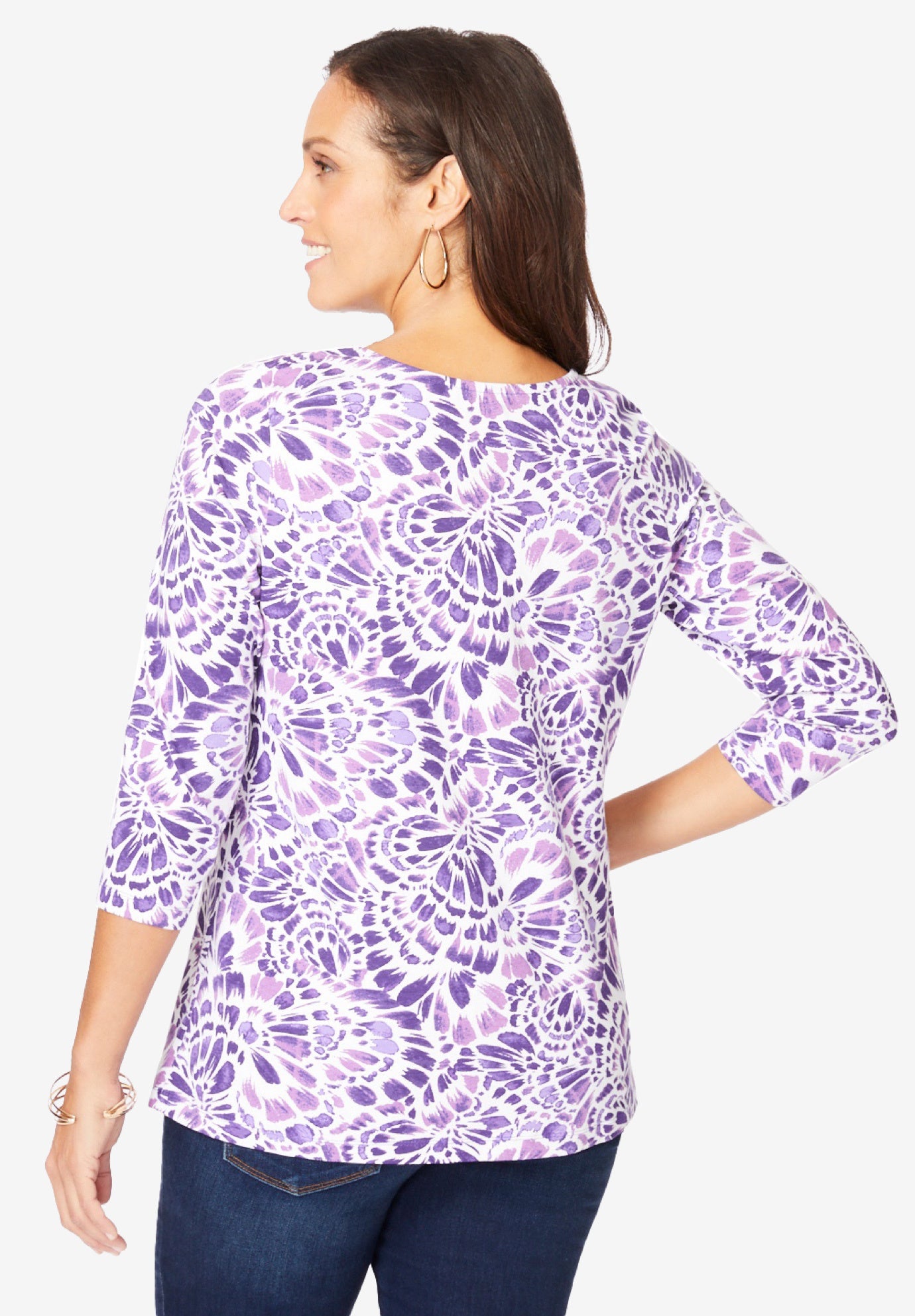 Stretch Cotton Scoop Neck Tee image number 1