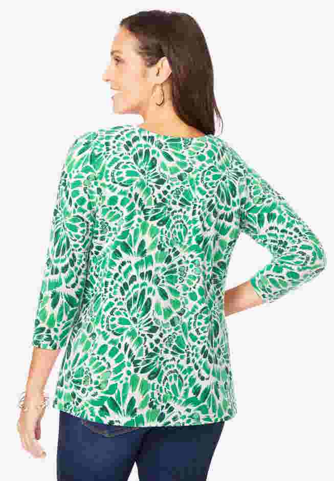 Stretch Cotton Scoop Neck Tee image number 1