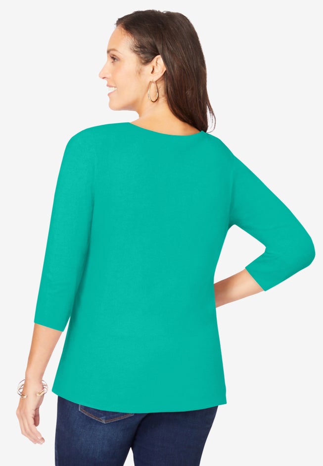 Stretch Cotton Scoop Neck Tee image number 2