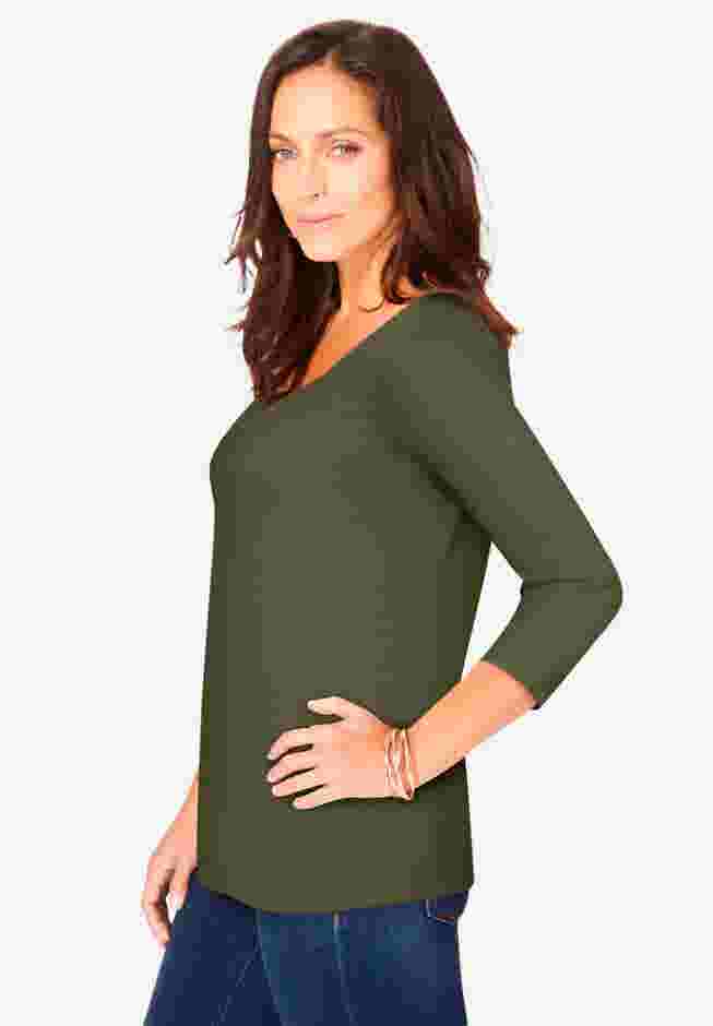 Stretch Cotton Scoop Neck Tee image number 2
