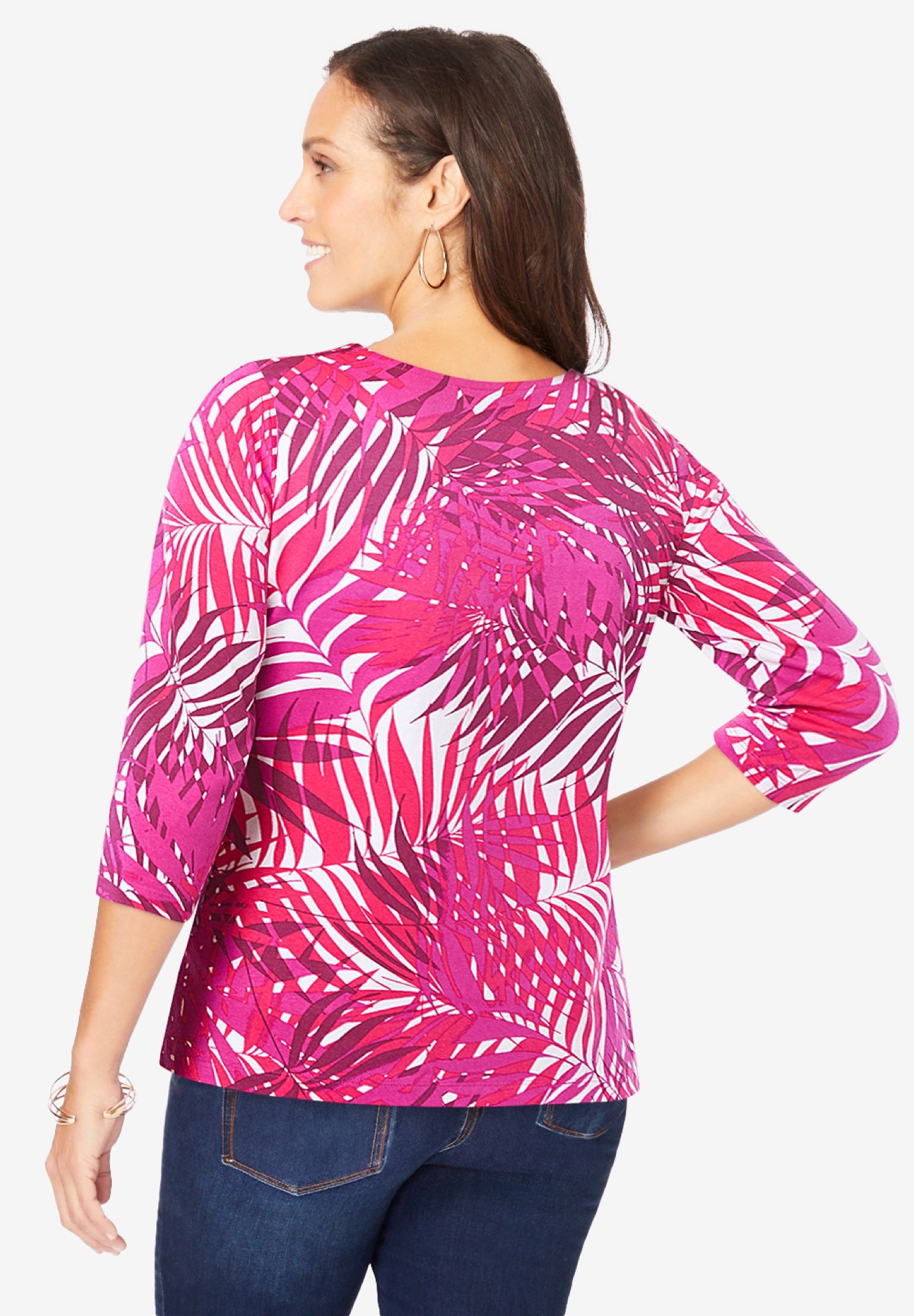 Stretch Cotton Scoop Neck Tee image number 3