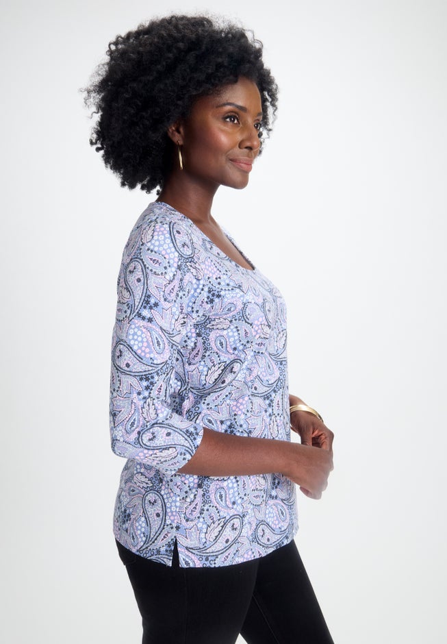 Stretch Cotton Scoop Neck Tee image number 1