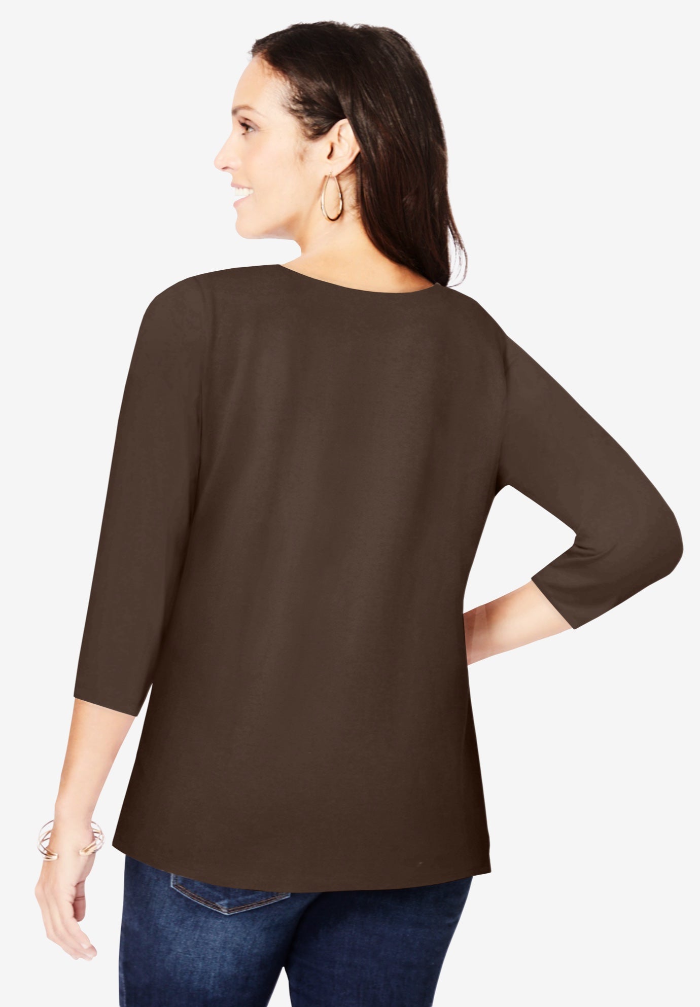 Stretch Cotton Scoop Neck Tee image number 1