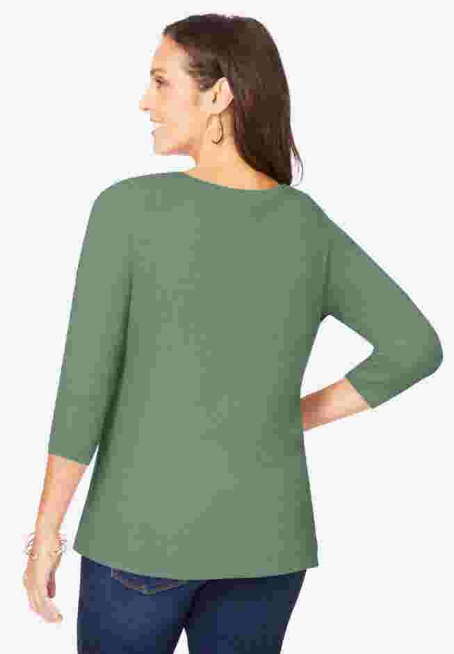 Stretch Cotton Scoop Neck Tee image number 1