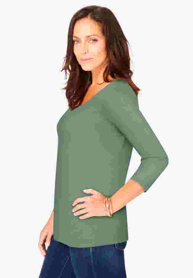 Stretch Cotton Scoop Neck Tee image number 2