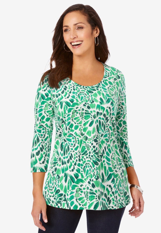 Stretch Cotton Scoop Neck Tee image number 0