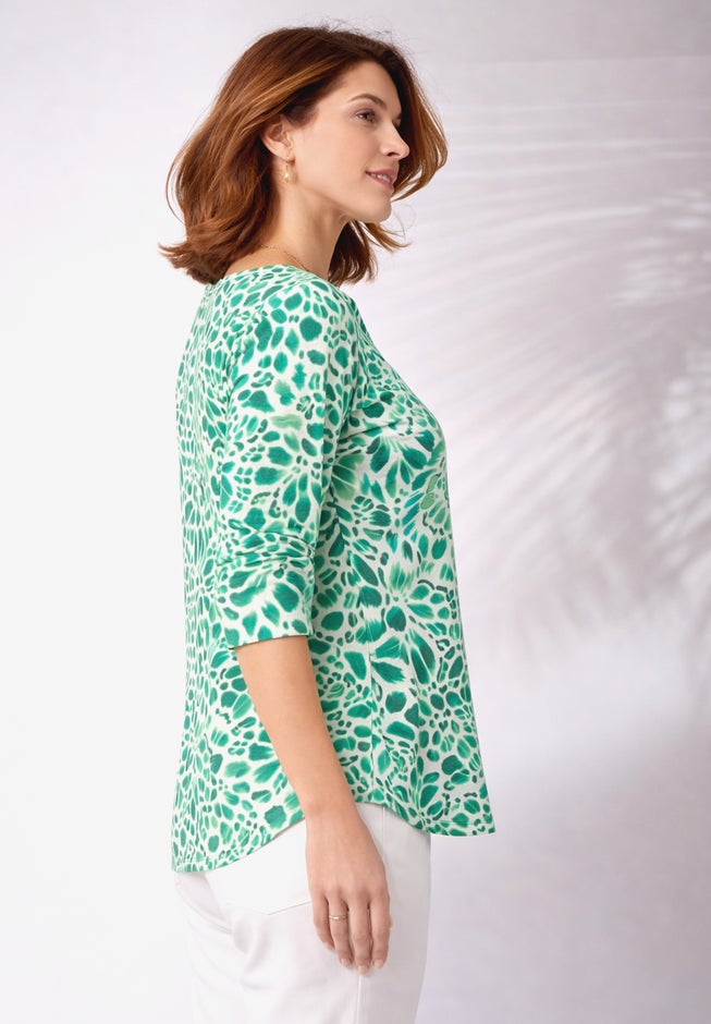 Stretch Cotton Scoop Neck Tee image number 1