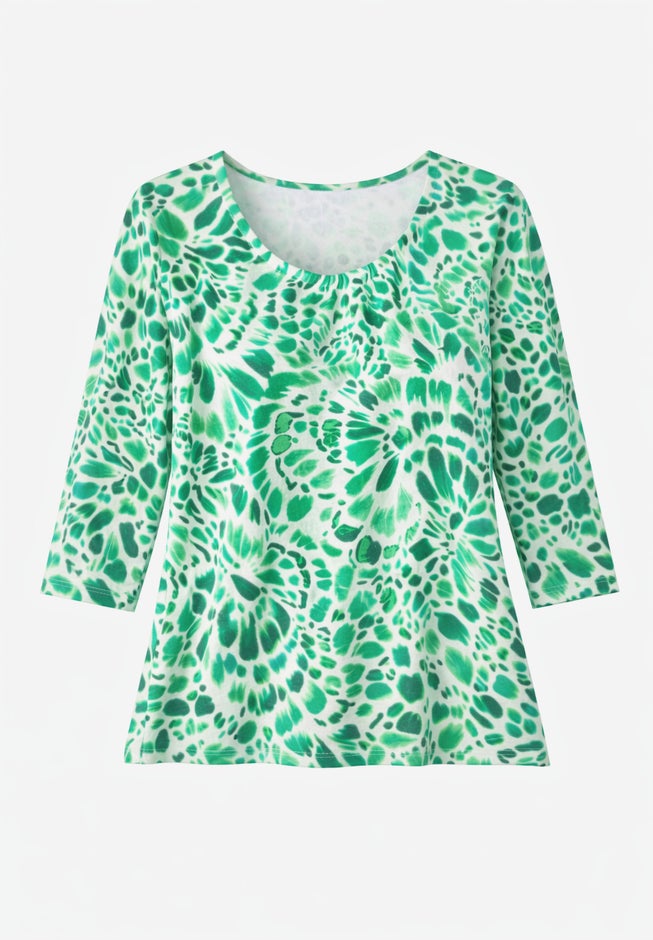 Stretch Cotton Scoop Neck Tee image number 4