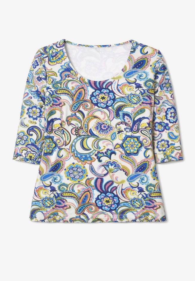 Stretch Cotton Scoop Neck Tee image number 4